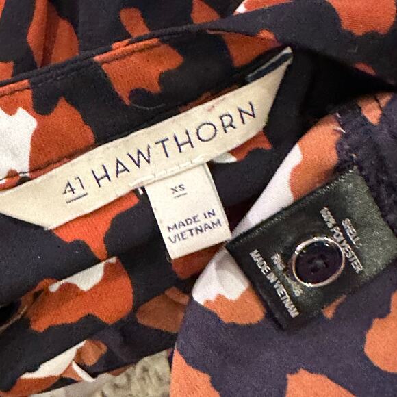 41 Hawthorn Womens XS Belted Shirt Dress Animal Print Roll Tabs Brown Career - Picture 2 of 8